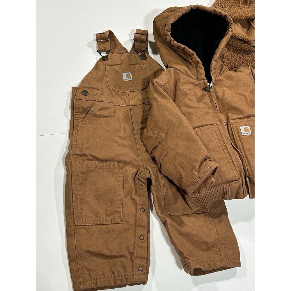 Carhartt Baby Bundle Size 9-12 Months Lot Canvas Tan Jumpsuit Jacket Overalls - Picture 2 of 12